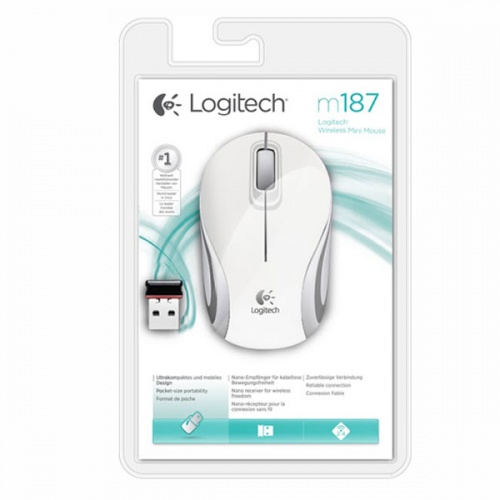 Мышь Logitech M187 Mini Wireless White-Silver