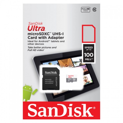 Карта памяти microSDXC SanDisk Ultra 128Gb Class 10 UHS-I + adapter фото 2