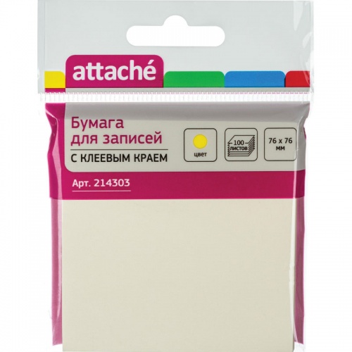 Стикеры Attache Selection (76х76, 100 л, желтый пастель)