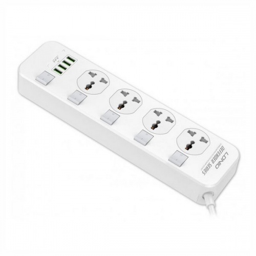 Сетевой фильтр LDNIO SC4408 (2 м, 4 розетки, 4 USB, белый) Сетевой фильтр LDNIO SC4408 (2 м, 4 розетки, 4 USB, белый)