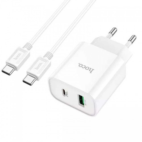 Зарядное устройство Hoco C80A Plus PD20W + QC 3.0 + кабель Type-C White