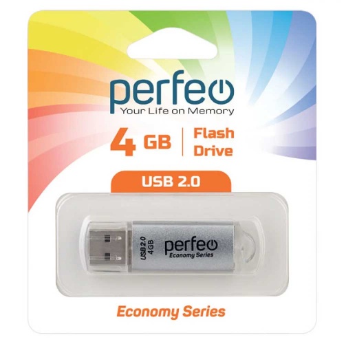 Флешка Perfeo E01 4Gb Silver фото 2