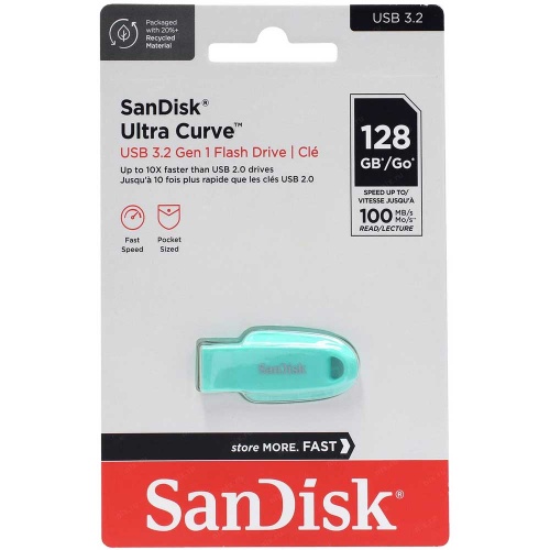 Флешка Sandisk CZ550 Ultra Curve USB 128Gb Green фото 2