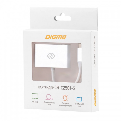 Картридер USB Type-C Digma CR-С2501-S Silver фото 4