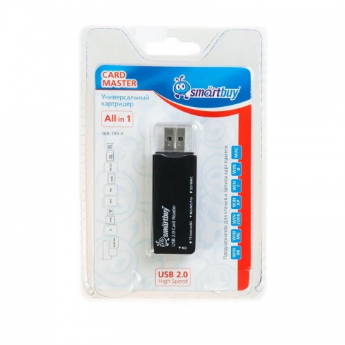 Картридер USB 2.0 Smartbuy SBR-749-K Black фото 3