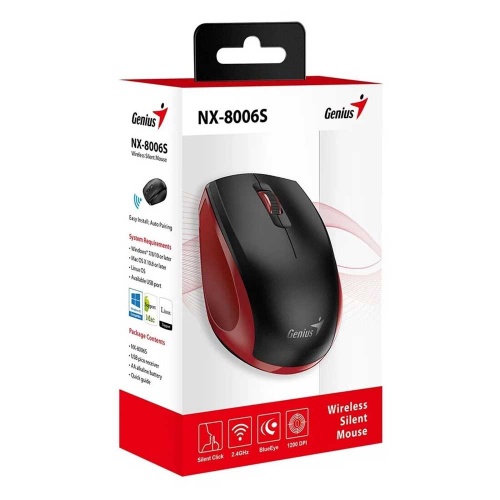 Мышь Genius NX-8006S Silent Wireless Black/Red фото 3