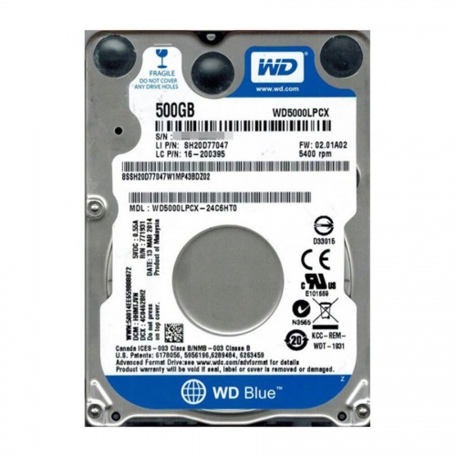 Жесткий диск 2.5" WD Blue WD5000LPCX 500Gb