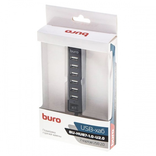 Разветвитель USB 2.0 Buro BU-HUB7-1.0-U2.0 Black фото 5