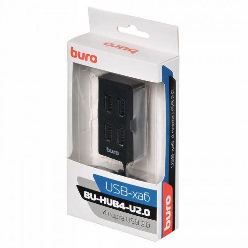 Разветвитель USB 2.0 Buro BU-HUB4-U2.0 Black фото 4