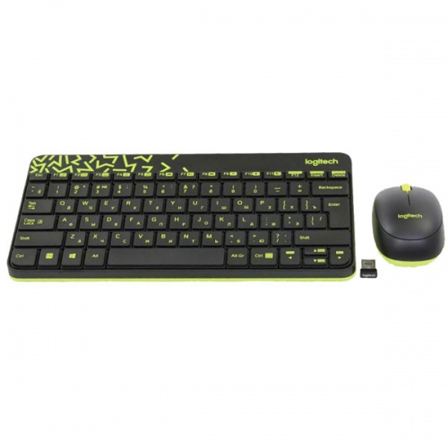 Комплект (клавиатура и мышь) Logitech Combo MK240 Nano Wireless Black-Yellow