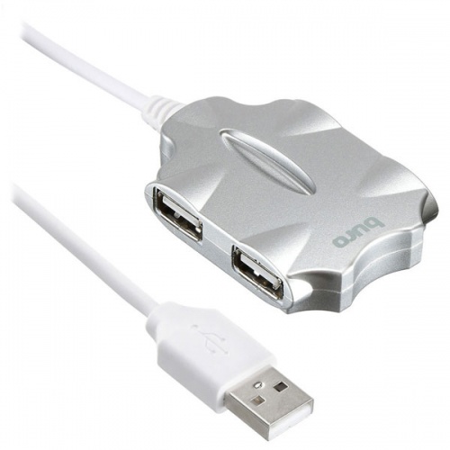 Разветвитель USB 2.0 Buro BU-HUB4-0.5-U2.0-Candy Silver фото 4