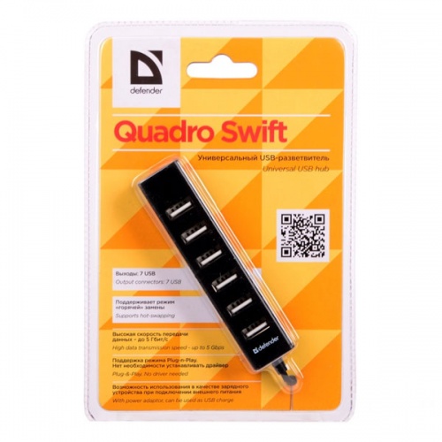 Разветвитель USB 2.0 Defender Quadro Swift фото 4